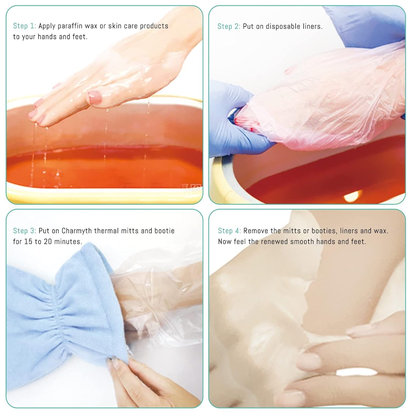 Paraffin Wax Bath Terry Cloth Gloves & Foot Liners, Paraffin Wax Machine Heated SPA Mittens Foot Liners, Thick Heat Hand Feet Treatment Insulated Mitt Spa Feet Cover Great for Men Women (Blue)