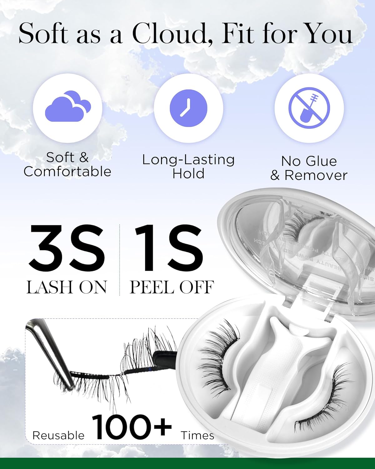 BEYELIAN Magnetic Eyelashes with Applicator, Upgrade Soft Magnetic Lashes Portable Magnetic Eyelashes Natural Look, Reusable, No Glue Needed Fales Eyelashes for Eye (All-In-One & Comfortable)