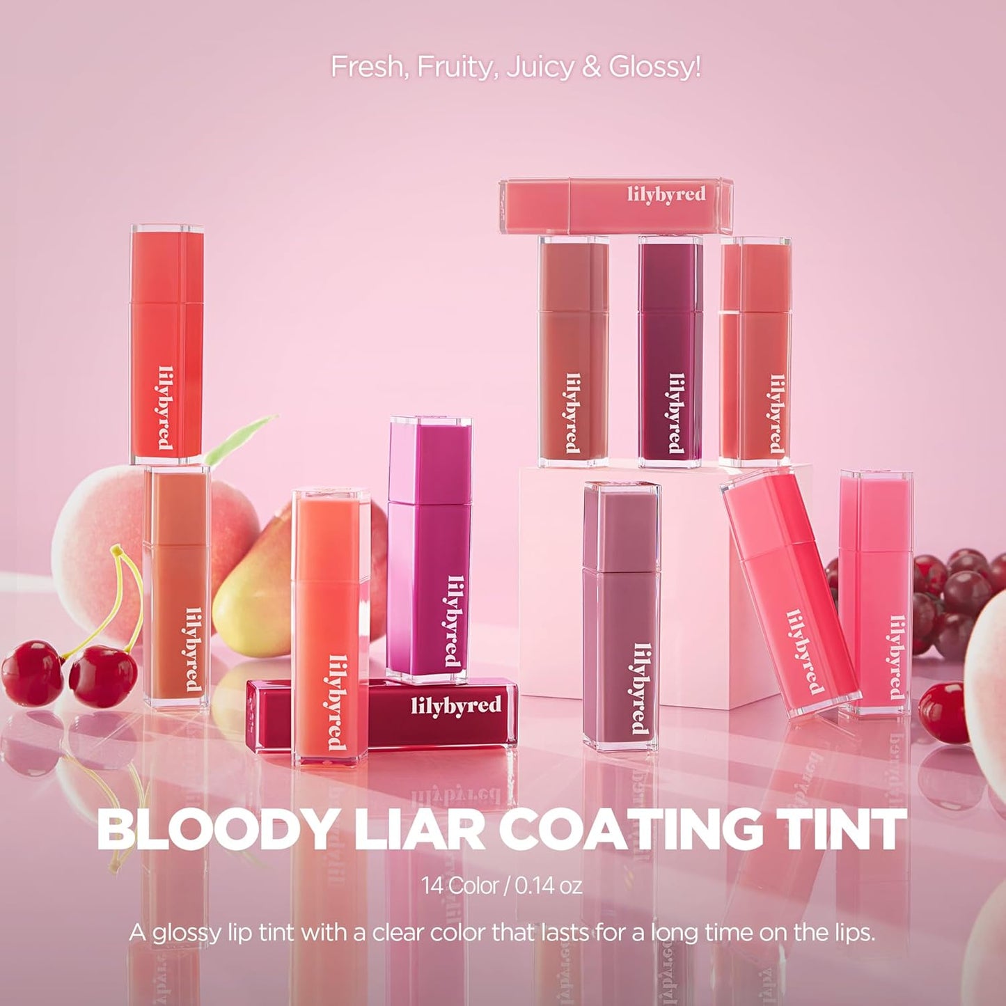 lilybyred Bloody Liar Coating Tint | Korean Glossy Lip Stain, Vivid & Juicy Color, Syrupy Shine, Moisturizing, Long-Lasting & Smudge-Proof, Non-Sticky, Lightweight, 0.14 oz. (10 Strong Cherry)