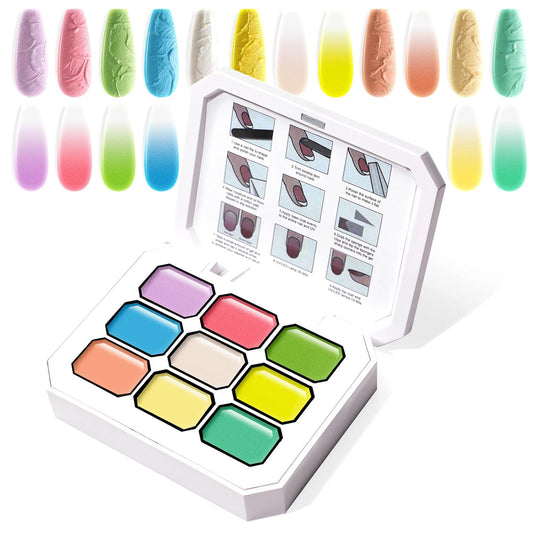 Gradient Painting Gel, 9 Colors Ombre Gel Nail Polish for 3D Nail Sculpting Gel Painting Effect Pigment Pat Nails Aura Nails, French Manicure Long Lasting Home Salon Nail Art Easter Egg | alldaygood beauty