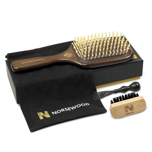 100% Natural Wood Hairbrush for Massaging Scalp,for Most Hair Types, Wooden Bristle for Reducing Damage, Scalp Massager Perfect for Women, Men & Kids
