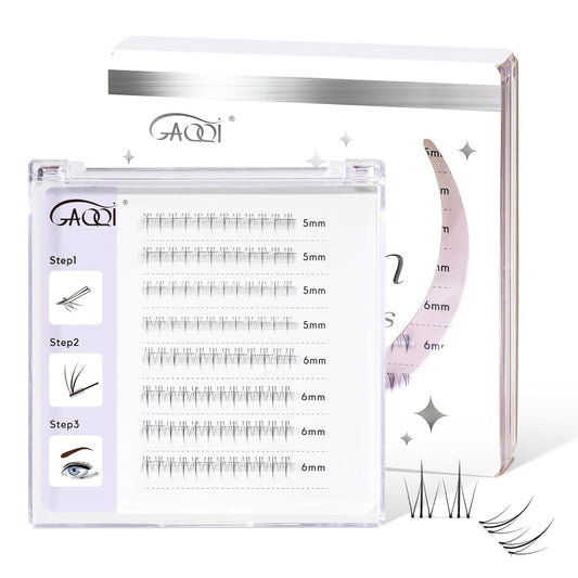 GAQQI Bottom Lash Clusters Natural Bottom Lashes Clear Band, DIY Lash Extensions Lower Lashes, Soft & Comfortable Thin Band Bottom Eyelashes Wispy Daily Style 5mm+6mm 48pcs(B10)