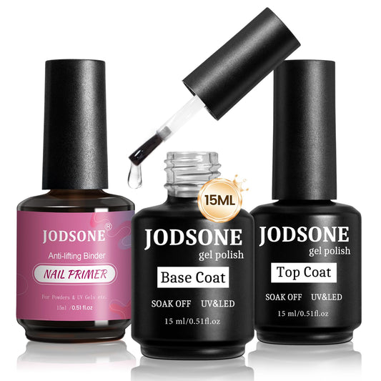 JODSONE 3 PCS Nail Primer Base Coat Top Coat with a capacity of 15ml Quick Curing Long Lasting | alldaygood beauty