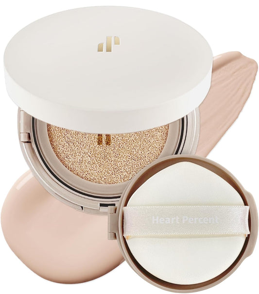 Heart Percent Dote on Mood Layer Cushion SPF 50+/PA+++ with Refill, Satin Glow Silky Flawless Finish Full Coverage Advanced Skincare Foundation (#21P) | alldaygood beauty