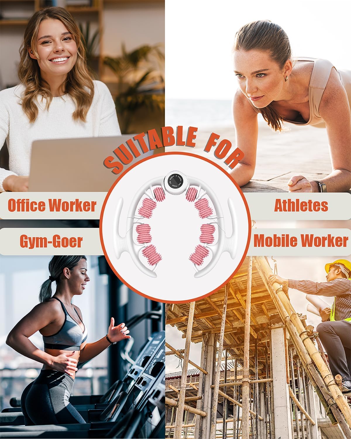 Cellulite Massage Roller - Anti-Cellulite Massager with Detachable Roller Handles for Thighs, Legs & Buttocks - Fascia Massage Tool for Lymphatic Drainage & Deep Tissue Therapy (Pink)