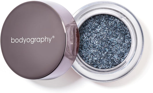 Bodyography Glitter Pigment Eye Shadow | Long Wear Shimmer Eyeshadow | Vegan, Talc & Paraben Free | Cream Powder Formula | Spectra (Navy) 1.5 g | alldaygood beauty