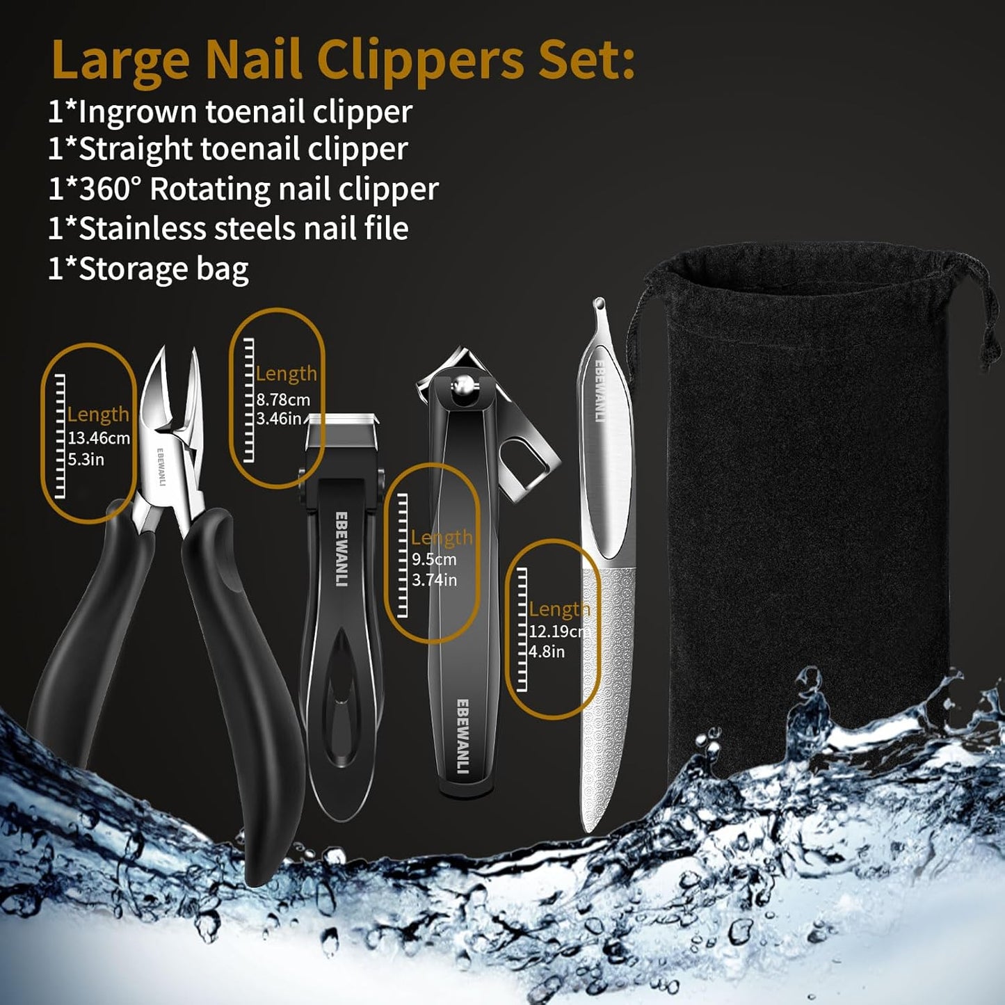 Heavy Duty Toenail Clippers for Thick Toenails or Ingrown Nails, Wide Jaw Opening Straight Nail Clipper and Large Curved Side Toe Nail Clippers Cutter, Thick Toenail Clippers for Seniors Men