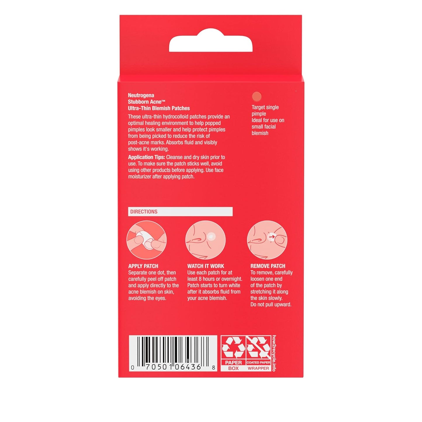 Neutrogena Stubborn Acne Ultra-Thin Blemish Dots, Pimple Patches for Face, Acne Patches, Ultra-Thin Hydrocolloid Facial Stickers, Overnight Use, Suitable for All Skin Types, 24 Count