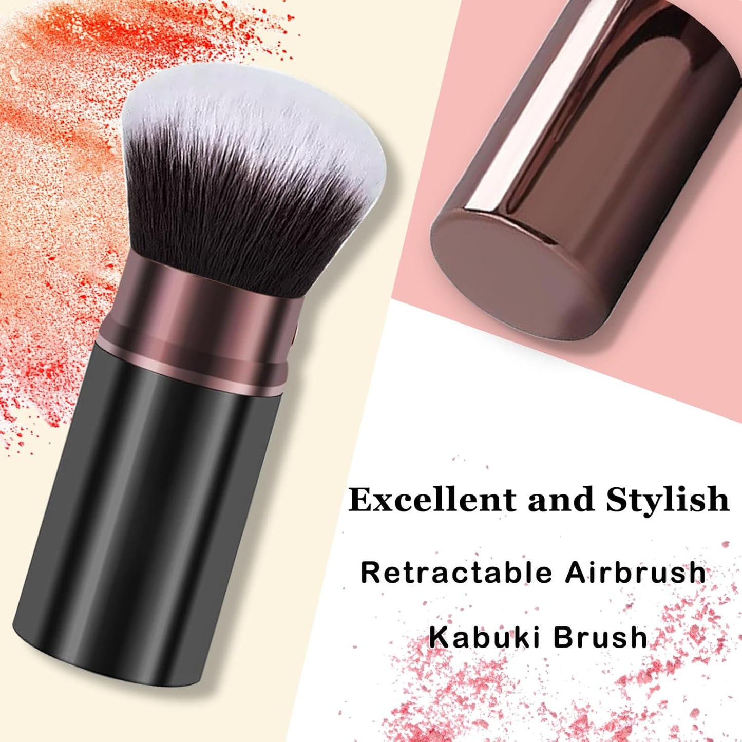 Retractable Makeup Brush,Travel Powder Kabuki Makeup Brush Face Blush Brushes for Blending Liquid, Foundation, Blush, Bronzer, Buffing, Sunscreen,Flawless Cosmetics