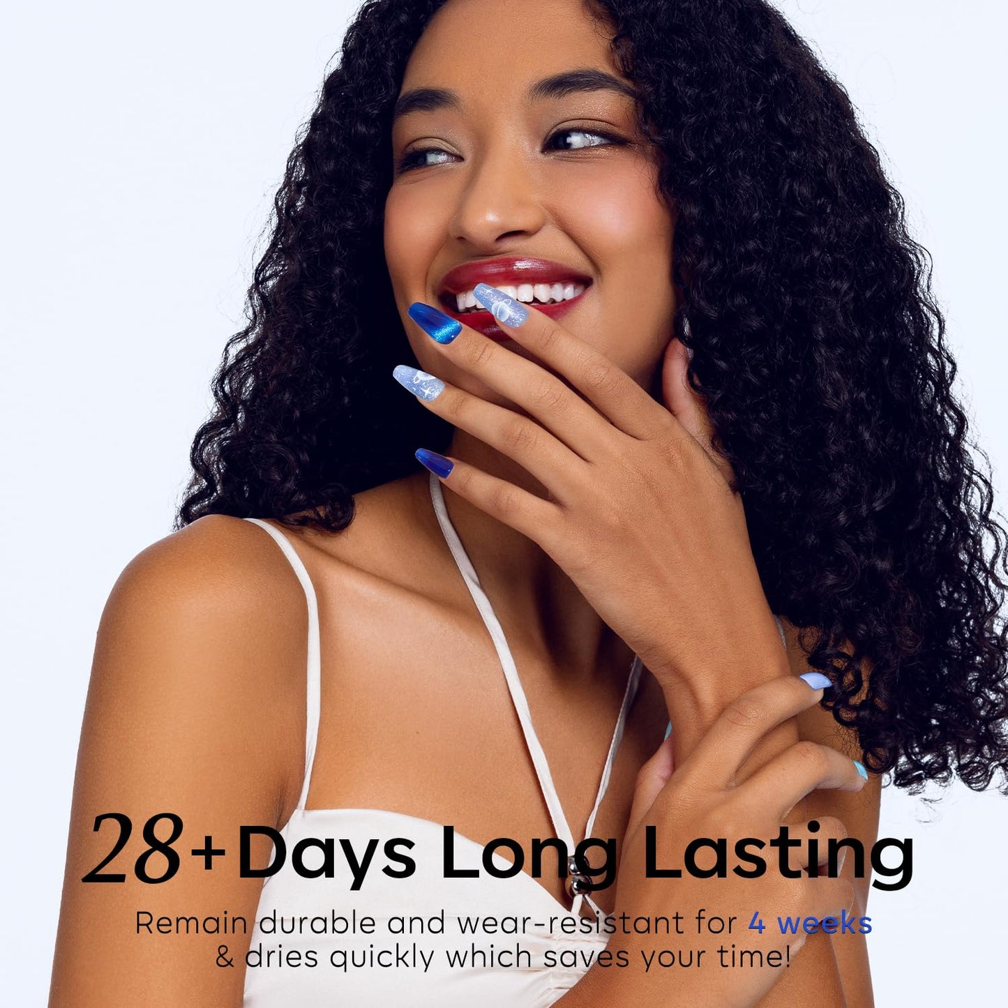 modelones Gel Nail Polish Set, 6 Colors Fall Winter Icy Blue Collection Glitter Gel Polish Galaxy White Dark Blue 9D Cat Eye Nail Polish with Magnet Soak Off Led Nail Art Kit Salon DIY Gift