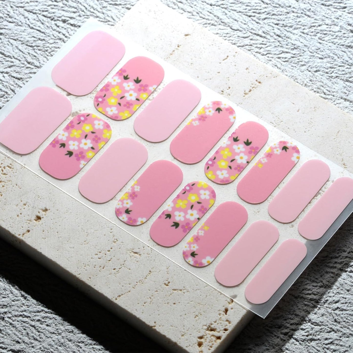 Nail Polish Strips, 32PCS Salon Quality Wraps, Long Lasting Gel Nail Stickers for Women Easy Apply& Remove (Flower Love Pastel Pink)