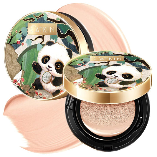 CATKIN Panda Land Full Coverage Cushion Fondation, Breathable Hydrating Nourishing Poreless Face Makeup Save for Sensitive Skin,Sheer Finish (C02 Light Beige) | alldaygood beauty