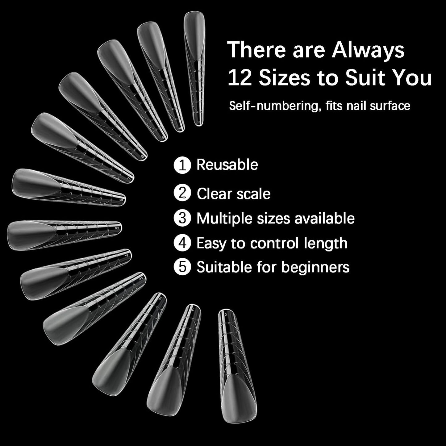 120 Pcs Dual Nail Forms 12 Sizes Half Matte Extension Poly Nail Gel Full Cover Nail Molds With Scale Builder Coffin Nail for Gel Manicure Nail Art Design Salon DIY at Home