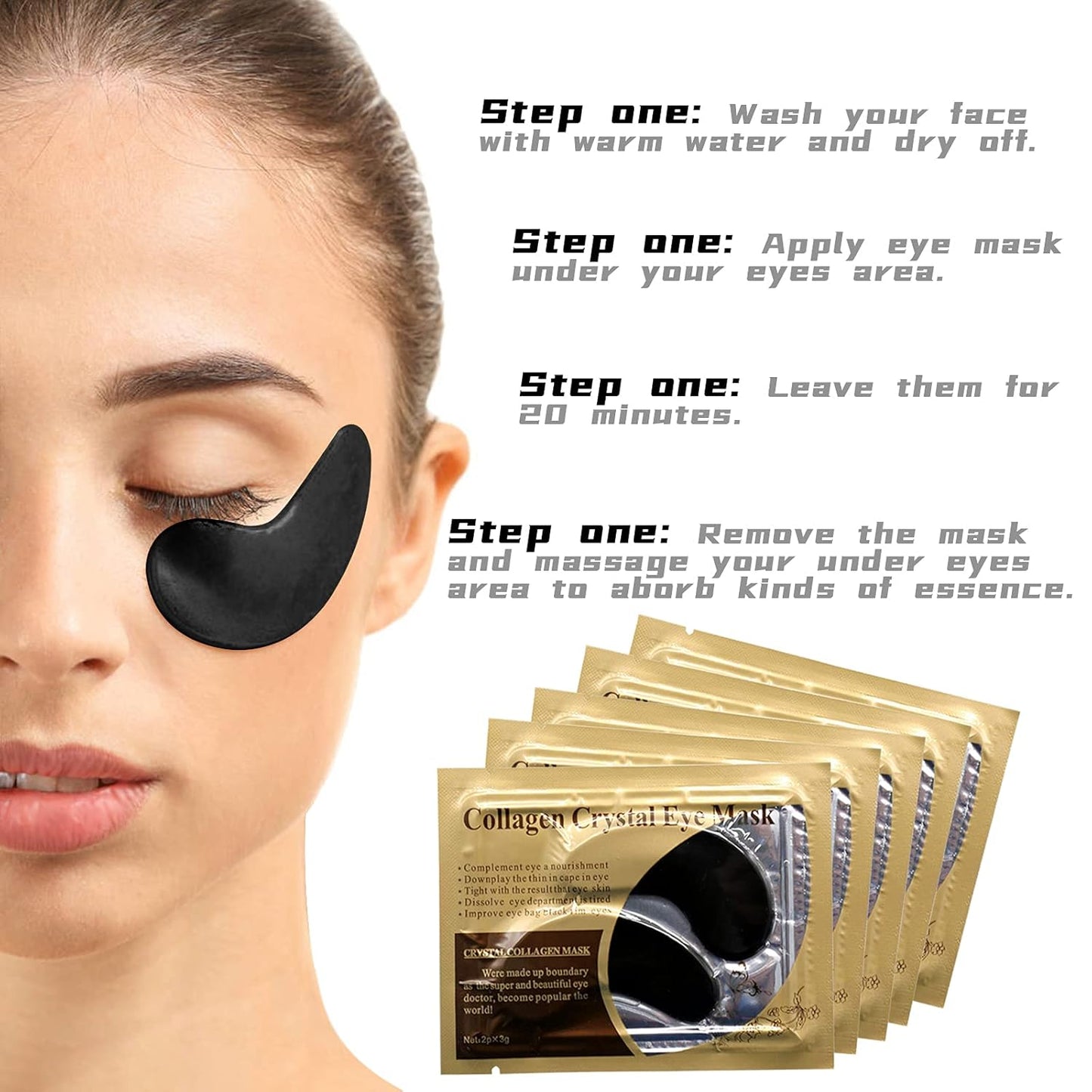 Adofect 30 Pair Under Eye Mask Collagen Eye Gel Pads Under Eye Patches for Puffiness and Dark Circle Under Eye Patches for Women and Men, Boxed-Gold