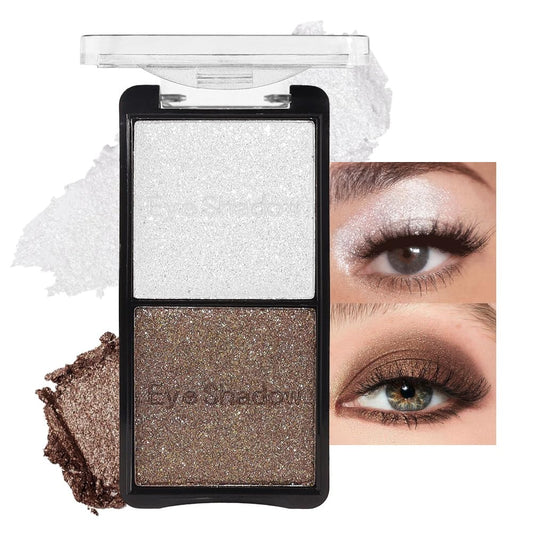 Double color eye shadow, Eyeshadows Creamy, high pigment eye makeup palette, matte shimmer metal eye shadow powder, Blendable, Ultra-Pigmented, Easy to Apply, Matte & Shimmer, (01) | alldaygood beauty