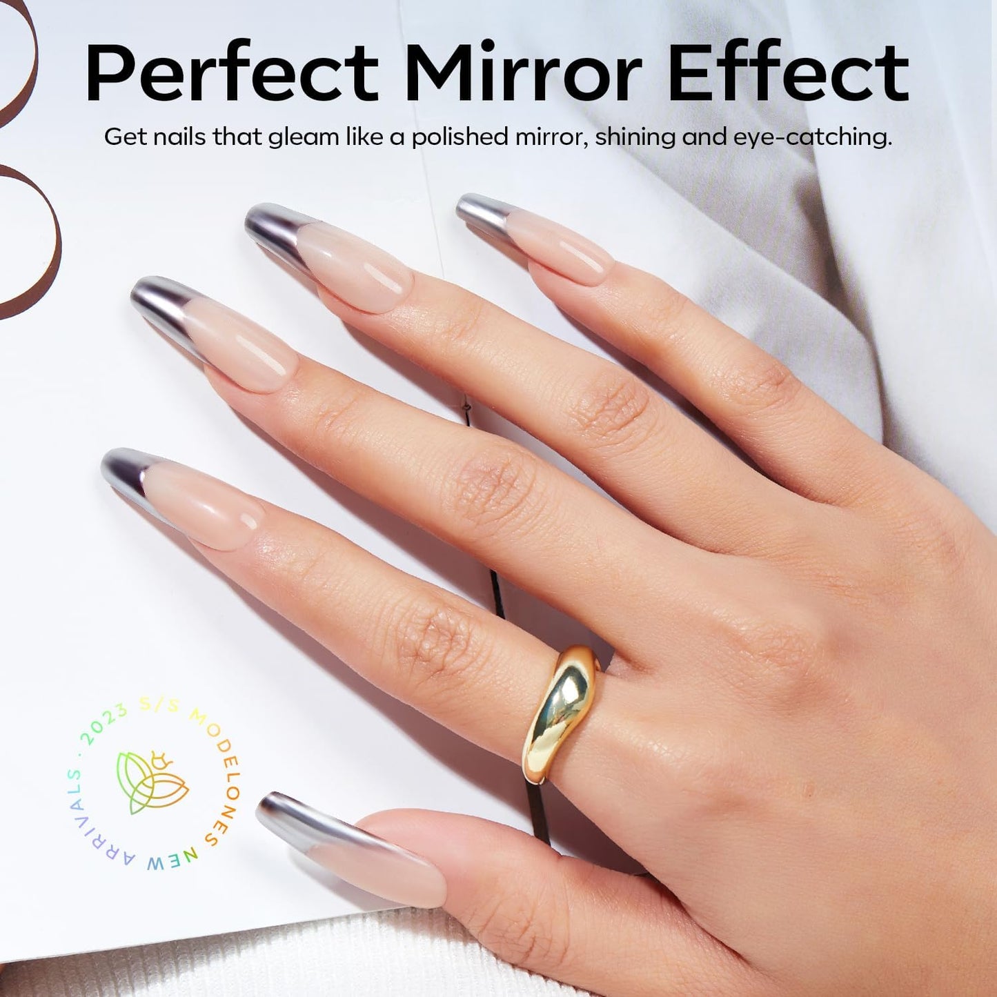 modelones Chrome Nail Powder 4 pcs, White Pearl Nail Chrome Powder, Iridescent Aurora Glitter Mermaid Silver Metallic Mirror Holographic Effect Pearlescent Pigment Dust Kit Resin Craft