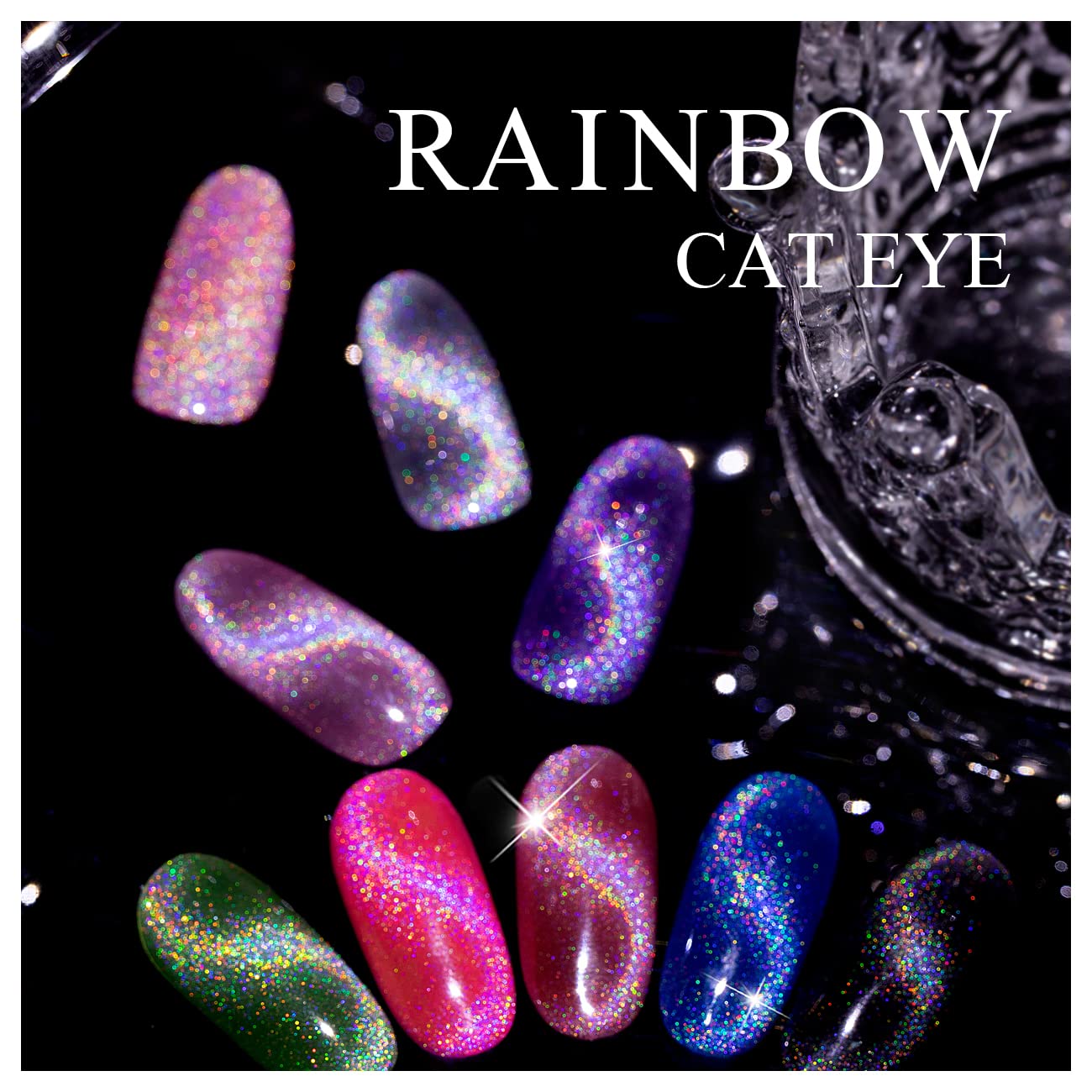 RARJSM Cat Eye Gel Nail Polish, Galaxy Chameleon Magnetic Gelpolish Hot Pink Holographic Glitter Gel Soak Off UV LED DIY Manicure Art for Salon Designs and Home DIY 7.5ML/0.26fl oz