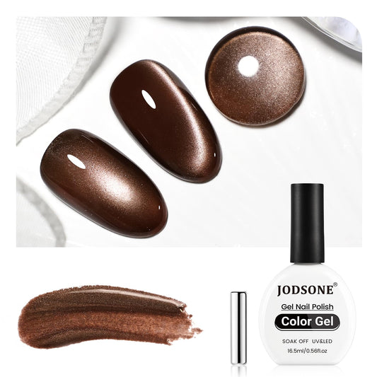 JODSONE 16.5ml Cat Eye Gel Nail Polish Dark Brown Glitter Magnetic Reflective Translucent Need U V Curing Salon Gift for Girl Women | alldaygood beauty