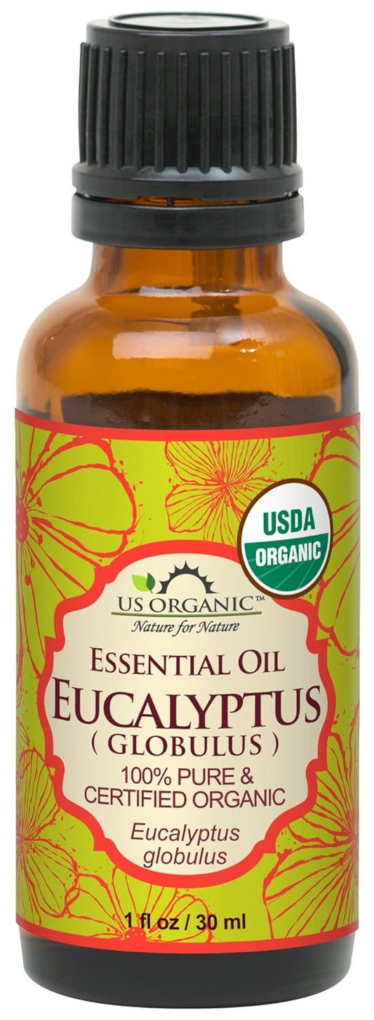 US Organic 100% Pure Eucalyptus Essential Oil (Globulus) - USDA Certified Organic, Steam Distilled - W/Euro droppers (More Size Variations Available) (30 ml / 1 fl oz) | alldaygood beauty