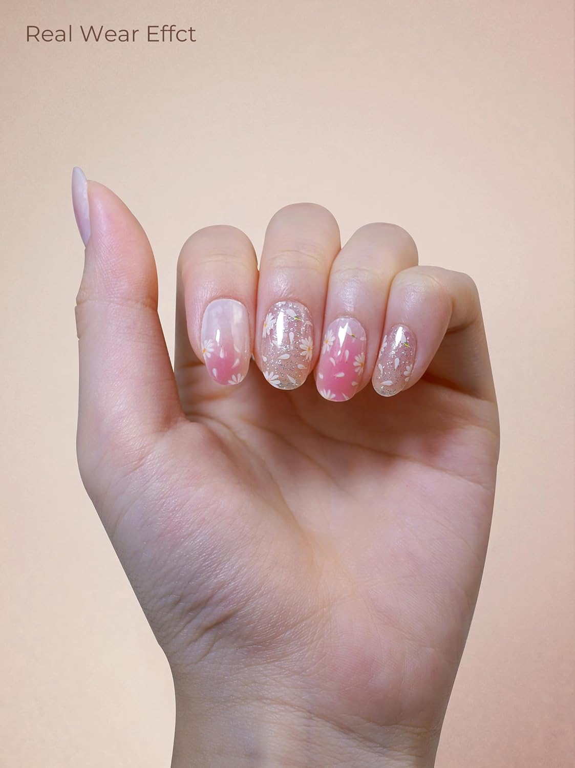 Pre Cured Gel Nail Strips - 44PCS Salon Quality Gel Nail Stickers - Long Lasting Polish Wraps for Women no UV Light Needed Easy Apply& Remove (PetalPink)