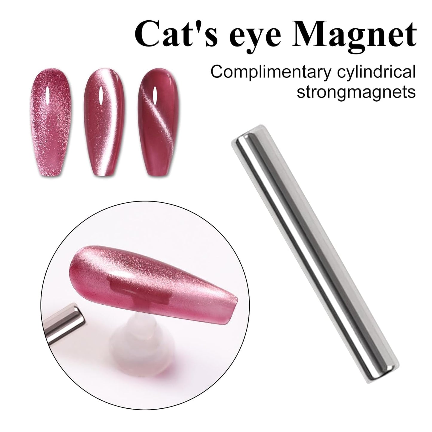 Imtiti Moonlight Cat Eye Gel Nail Polish, 15ml Nude Pink Holographic Crystal Cat Eyes Glitter UV Soak Off Gel Nail Polish with Magnetic Stick for Nail Art 1Pcs