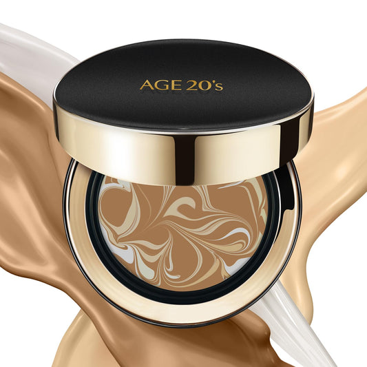 AGE20'S Signature Essence Pact SPF 50+ | Pack of 1 | 29 Caramel | Cream Foundation, Dewy Finish, Natural Coverage | Korean Cushion Foundation | alldaygood beauty