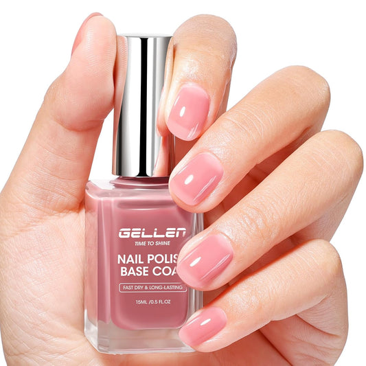 GELLEN 4-In-1 Clear Nail Polish Base Coat Dusty Pink Tint, Sheer Rose Ridge Filler For Nails, Nail Strengthener Concealer, Calcium Formula Smoothes Strengthens Nails, Enhances Natural Look, HEMA Free | alldaygood beauty