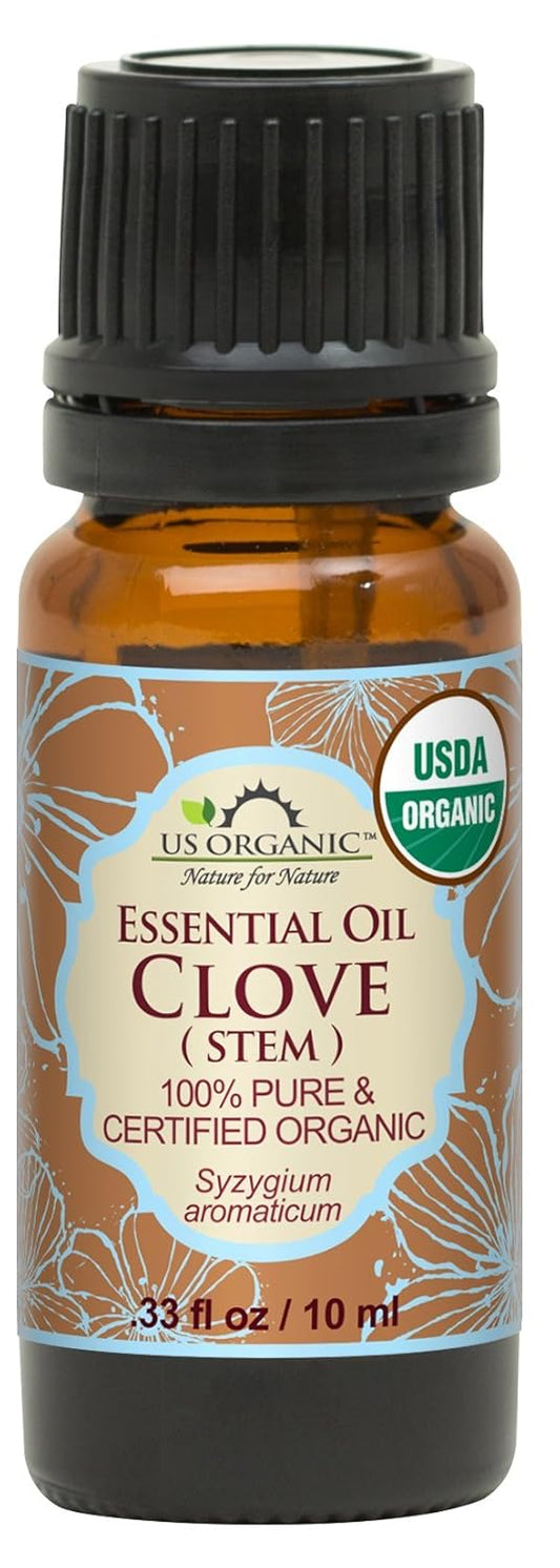 US Organic 100% Pure Clove Stem Essential Oil - USDA Certified Organic, Steam Distilled (10 ml) | alldaygood beauty