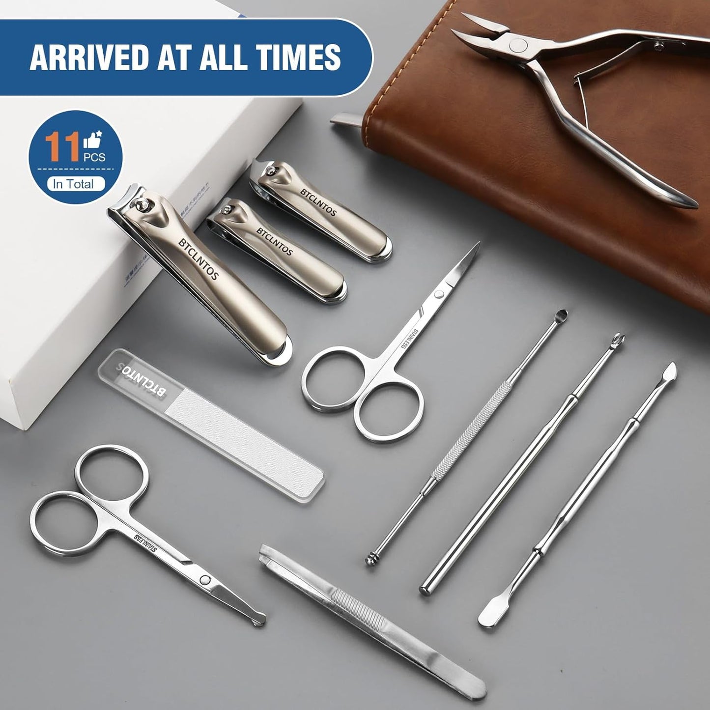 Stainless Steel Nail Clippers Toenail ingrown Clipper Set 15in 1 Pedicure Personal Care Tool Thick toenail Nail File Foot File Cuticle Remover-Heel Scraper and Foot Scrub Cuticle Remover