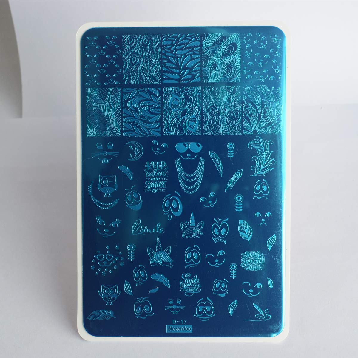 2Pcs Snakeskin Pattern Nail Stamping Template Cute Facial Expression Feather Nail Design Stamping Plate Skull Leopard Nail Art Image Plate 14.5×9.5cm Stainless Steel Nail Stencil Tools