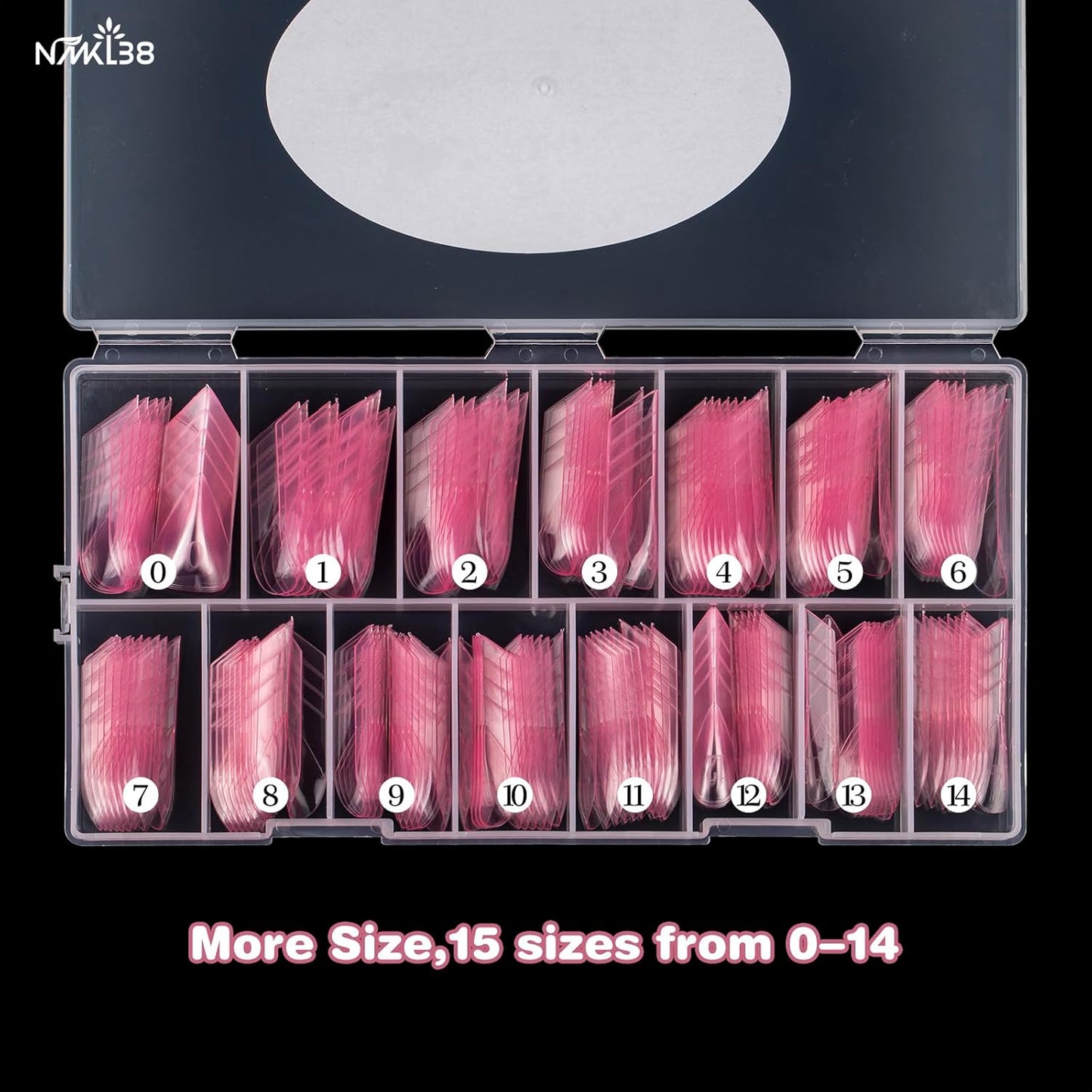 NMKL38 150PCS Dual Nail Forms 15 Sizes Extension Poly Nail Gel Full Cover Nail Molds With Scale