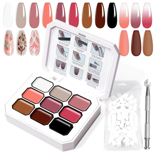Gradient Painting Gel, 9 Colors Ombre Gel Nail Polish Nude Pink Almond Gary Sponging for Pigment Pat Aura Nails French Manicure Soak Off UV DIY Nail Art Nude Rose Chroma | alldaygood beauty