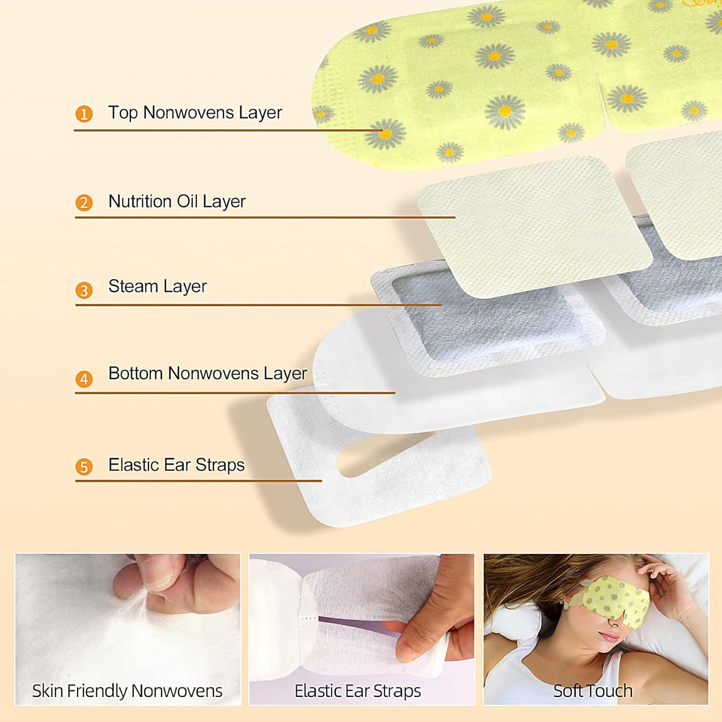 Serfeymi Steam Eye Masks Relieve Eye Fatigue, Eye Patch Self Heating Warm Eye Mask, Disposable Eye SPA Heated Eye Mask for Dry Eyes, Dark Circles, Tired Eyes -Unscented(5PCS)+ Chamomile(5PCS)