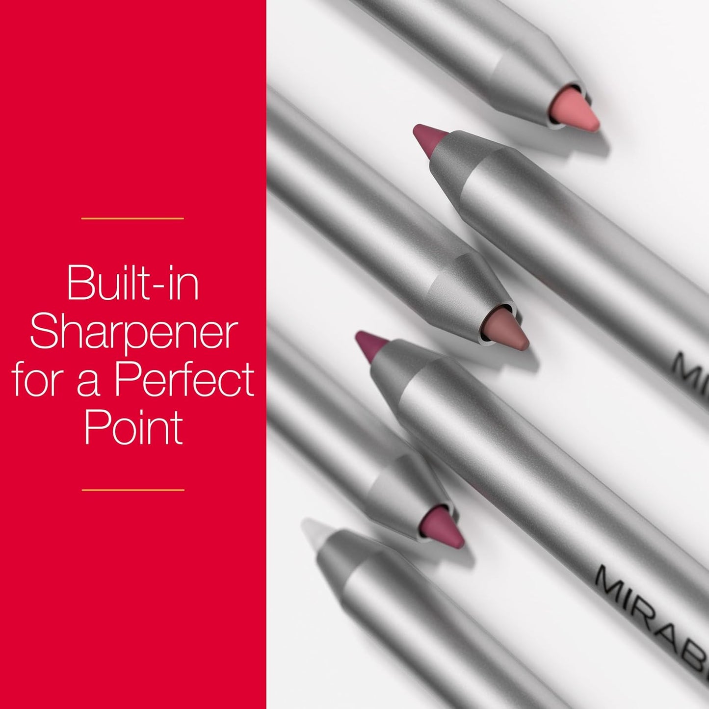 Mirabella Line & Define Lip Definer Lip Pencil, Smoothing & Moisturizing Retractable Lip Liner with Long-Lasting & Ultra-Creamy Formula, Antioxidants Vitamin C & E, & Built-In Sharpener - Spunky