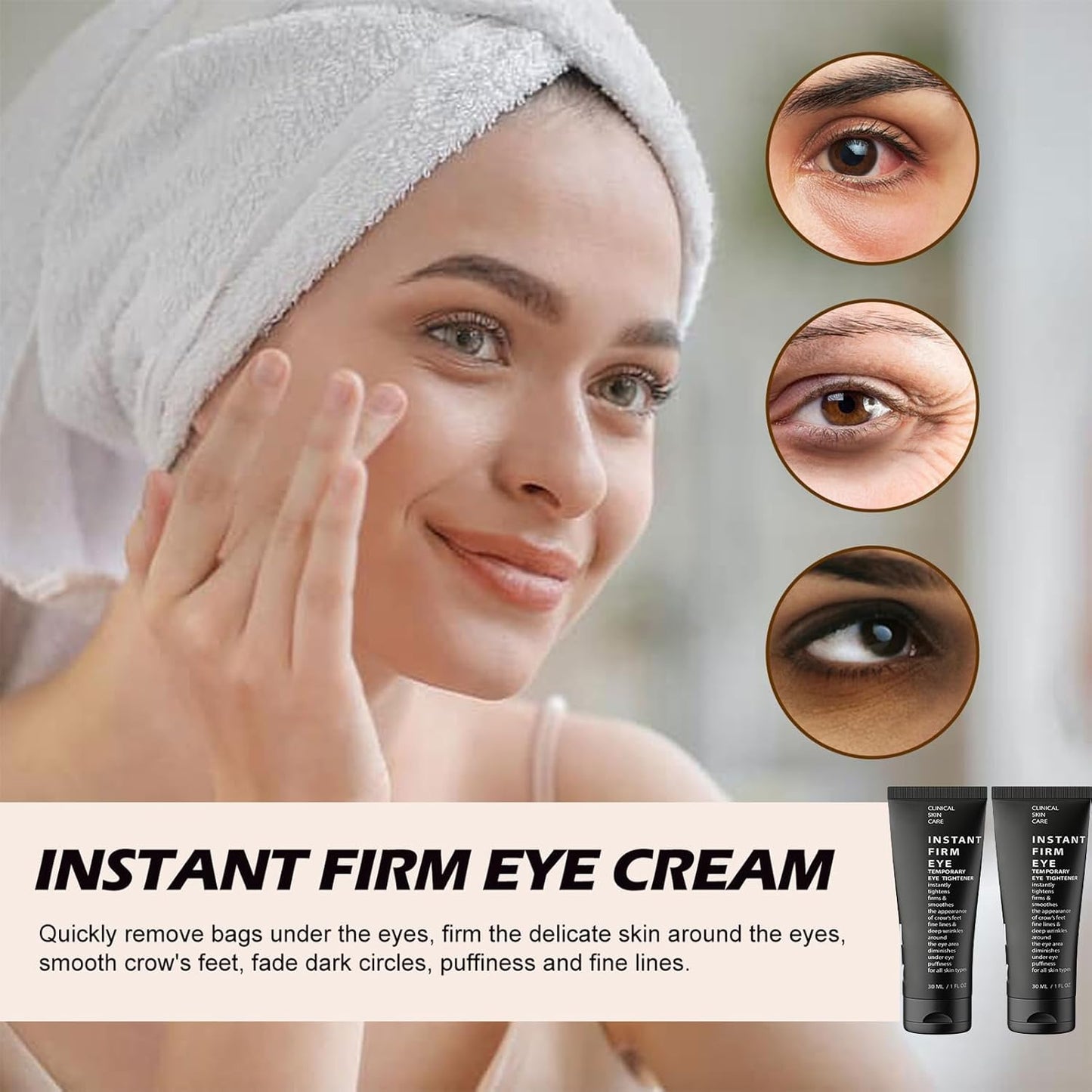 Caffeine Eye Cream, Eye Tightener Under Eye Cream,Eye Cream Reduces Under Eye Bags, Dark Circles & Puffiness, Anti Aging Fine Lines