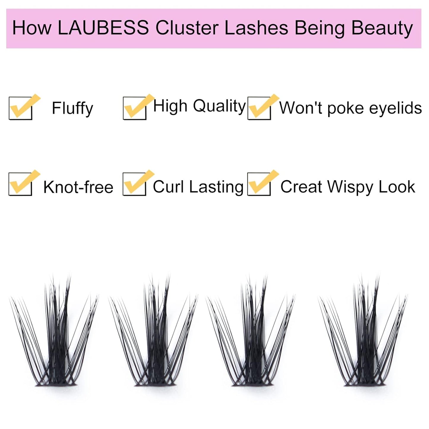 Eyelash Clusters LAUBESS Lash Clusters Individual Lashes Cluster Eyelash Extensions DIY at Home Waterproof Cluster Lashes (Manga)