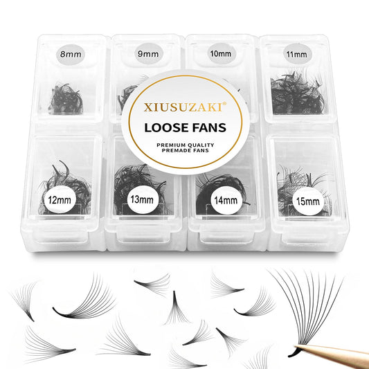 Premade Fans Eyelash Extensions 600 Fans 10D Volume Lash Extensions 0.03 Thickness Eyelash Extension D Curl Premade Lash Fans Mix 8-15mm Fluffy Soft Handmade Loose Fan(600Fans-10D-0.03-D,8-15mm)
