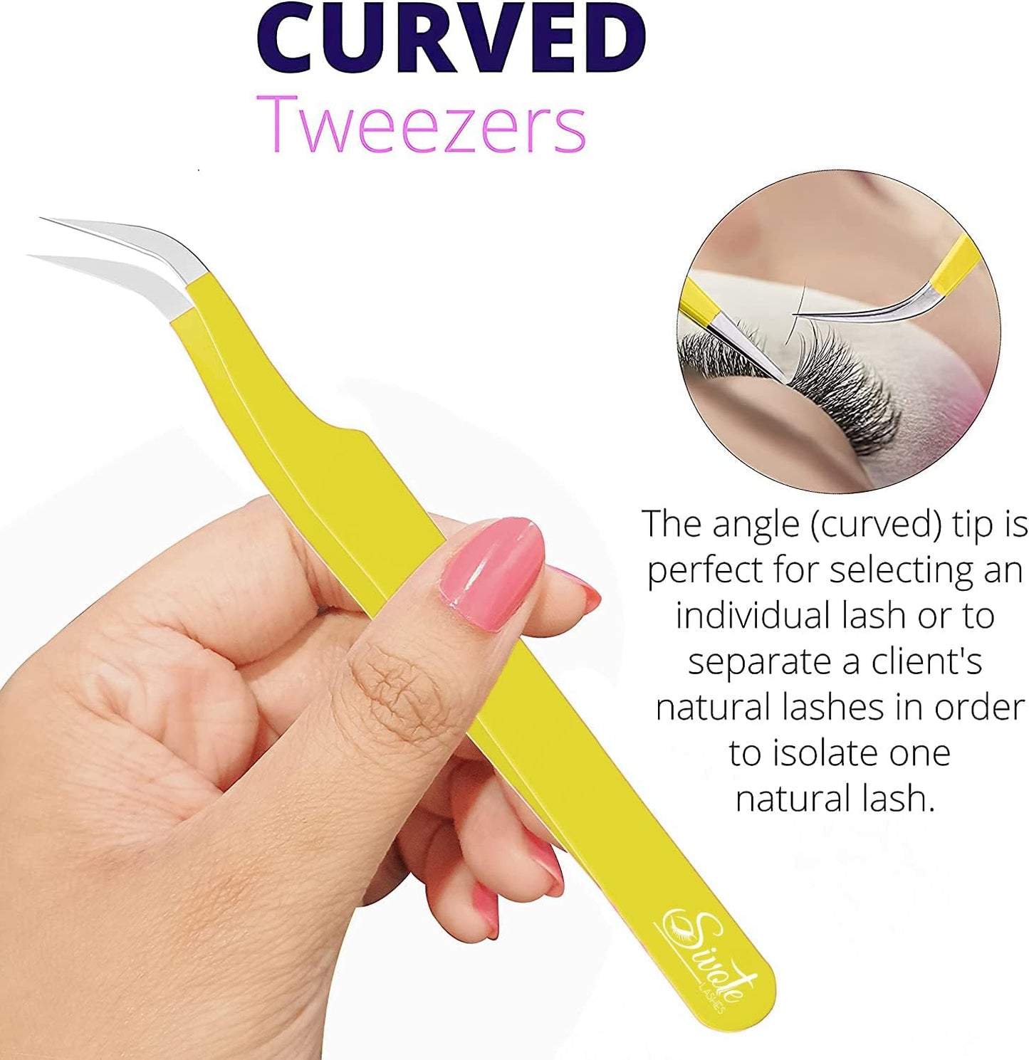 SIVOTE Lash Tweezers for Eyelash Extensions for Volume, Isolation & Classic Lashes, 3 Pack, Yellow