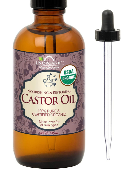 US Organic Castor Oil, USDA Certified Organic,Expeller Pressed, Hexane Free, 100% Pure & Natural moisturizing and emollient properties, For Skin, Hair Care, Eyelashes, DIY projects (4 oz (115 ml)) | alldaygood beauty