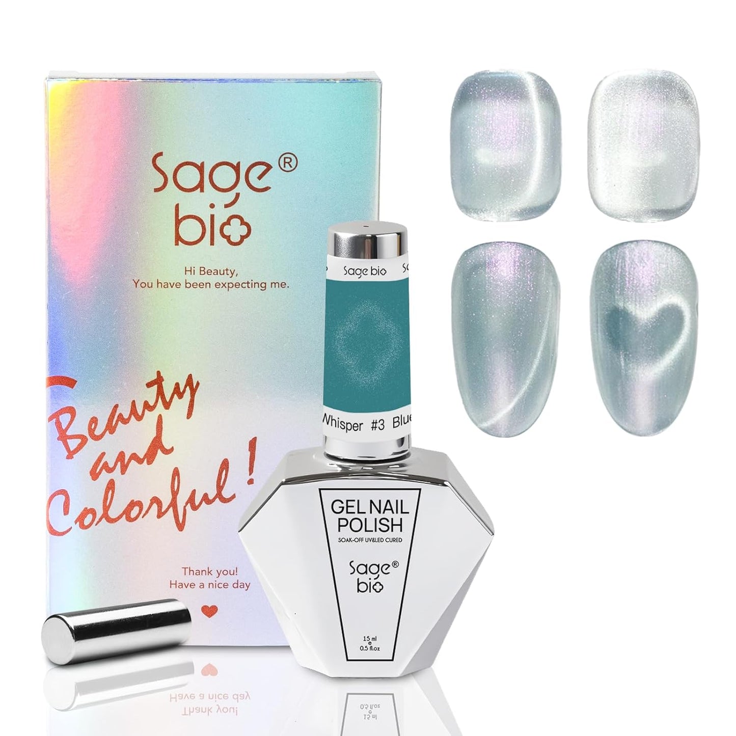 15ml Cat Eye Gel Nail Polish with Magnet Shimmer Glass Bead Effect 02