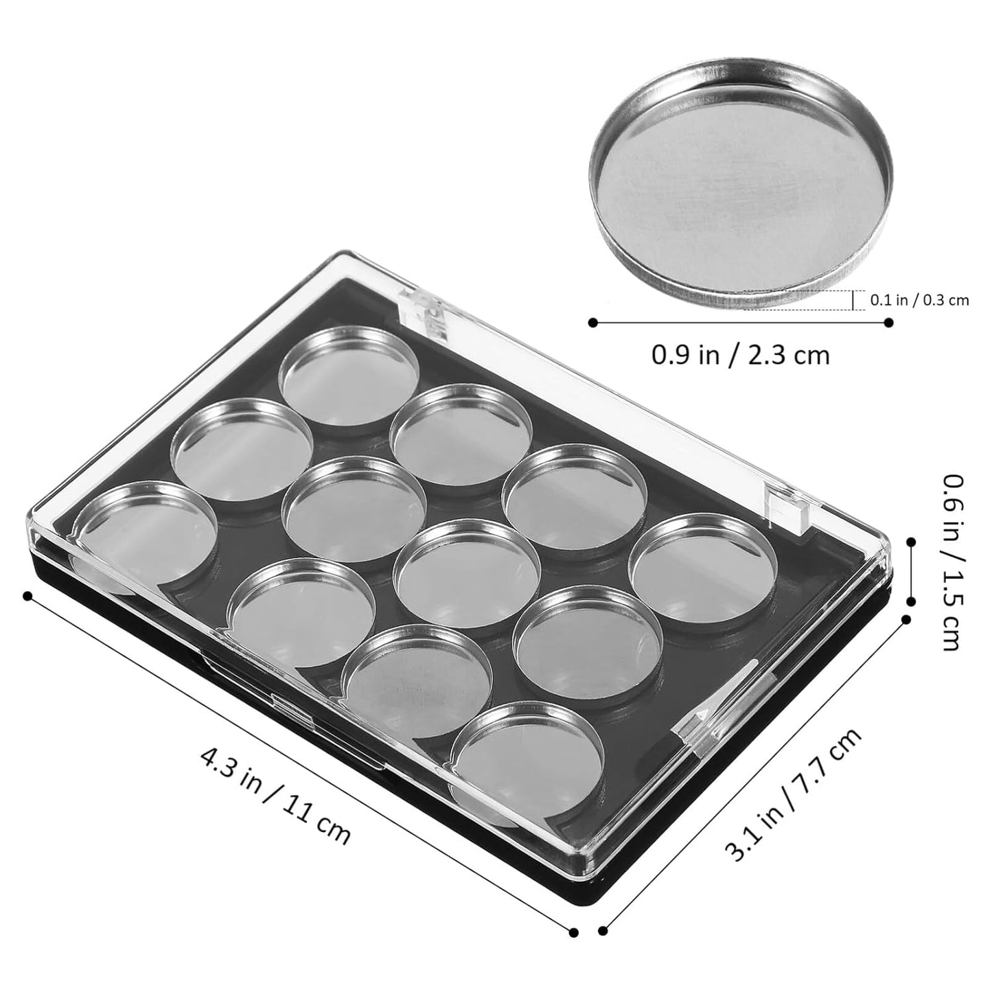FRCOLOR Empty Eyeshadow Makeup Palette Magnetic Eyeshadow Palette Empty Cream Blush Palette Makeup Tray With 12pcs Round Metal Pans 1pcs Eyeshadow Brush