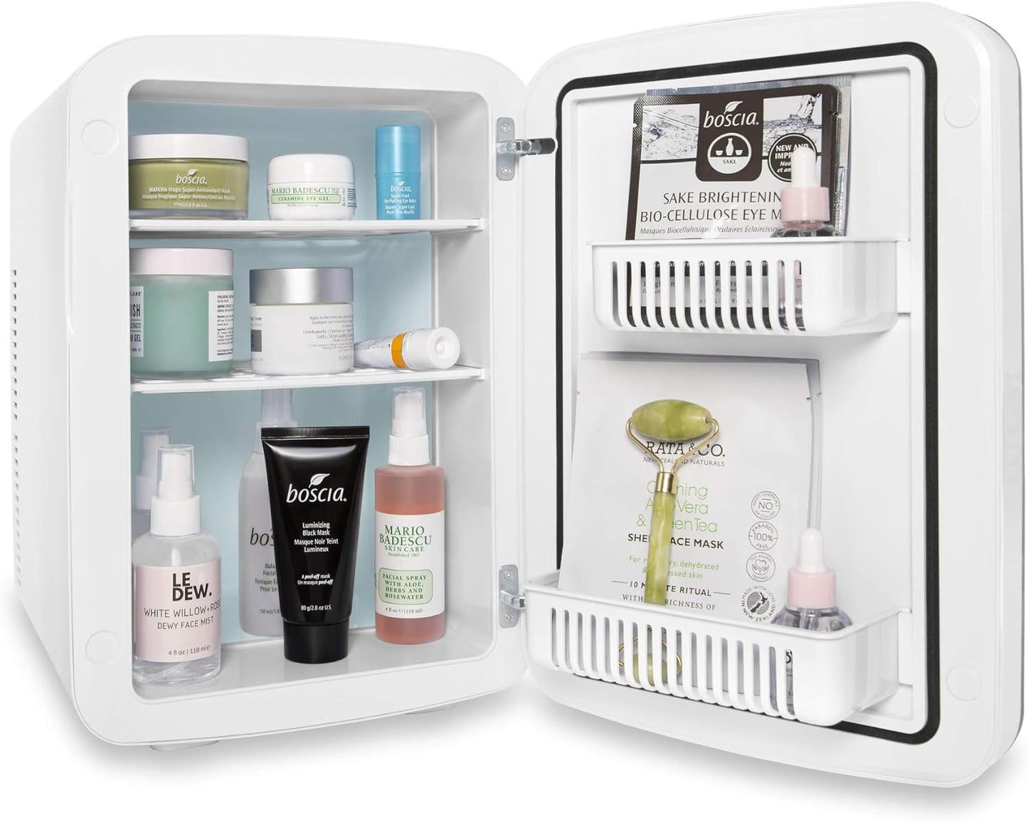 Cooluli 15L Mini Fridge for Bedroom - Car, Office Desk & College Dorm Room - 12v Portable Cooler & Warmer for Food, Drinks, Skincare, Beauty & Makeup - AC/DC Small Refrigerator with Glass Front, Gold