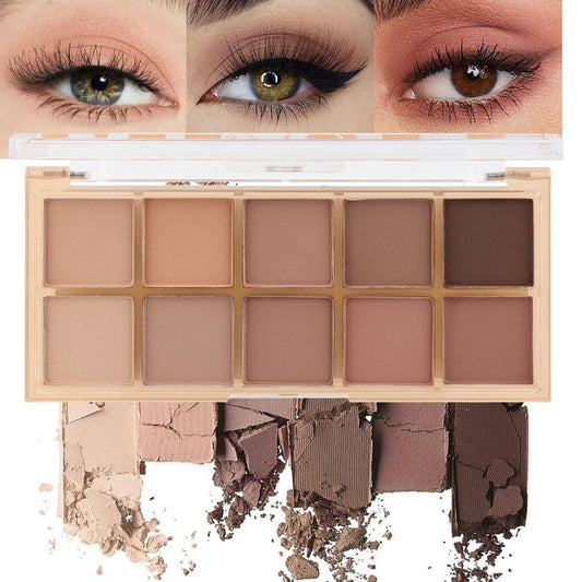 evpct 10 Colors Matte Nude Eye Shadow Palette Makeup for Older Women, Nude Brown Pink Cocoa Taupe Mauve Neutral Matte Cream Smokey Mini Eyeshadow Palette for Blue Green Eyes, Contour Makeup Palettes 5 | alldaygood beauty