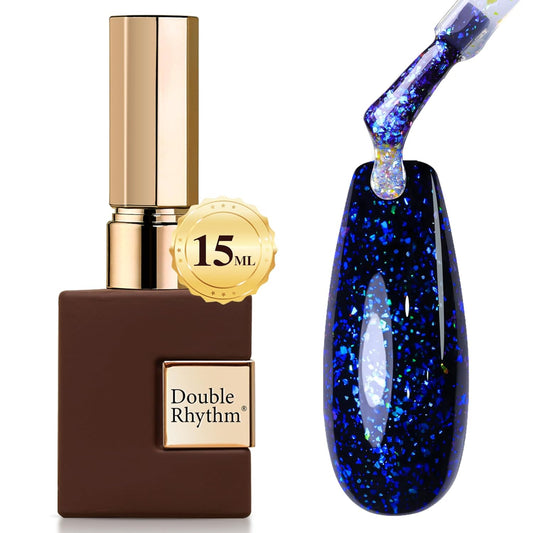 Double Rhythm 15ML No Wipe Gel Top Coat Base Coat Iridescent Glitter Shimmer 2 in 1 Nail Polish Soak Off Manicure DIY Home Salon (AURORA TOP COAT 5) | alldaygood beauty