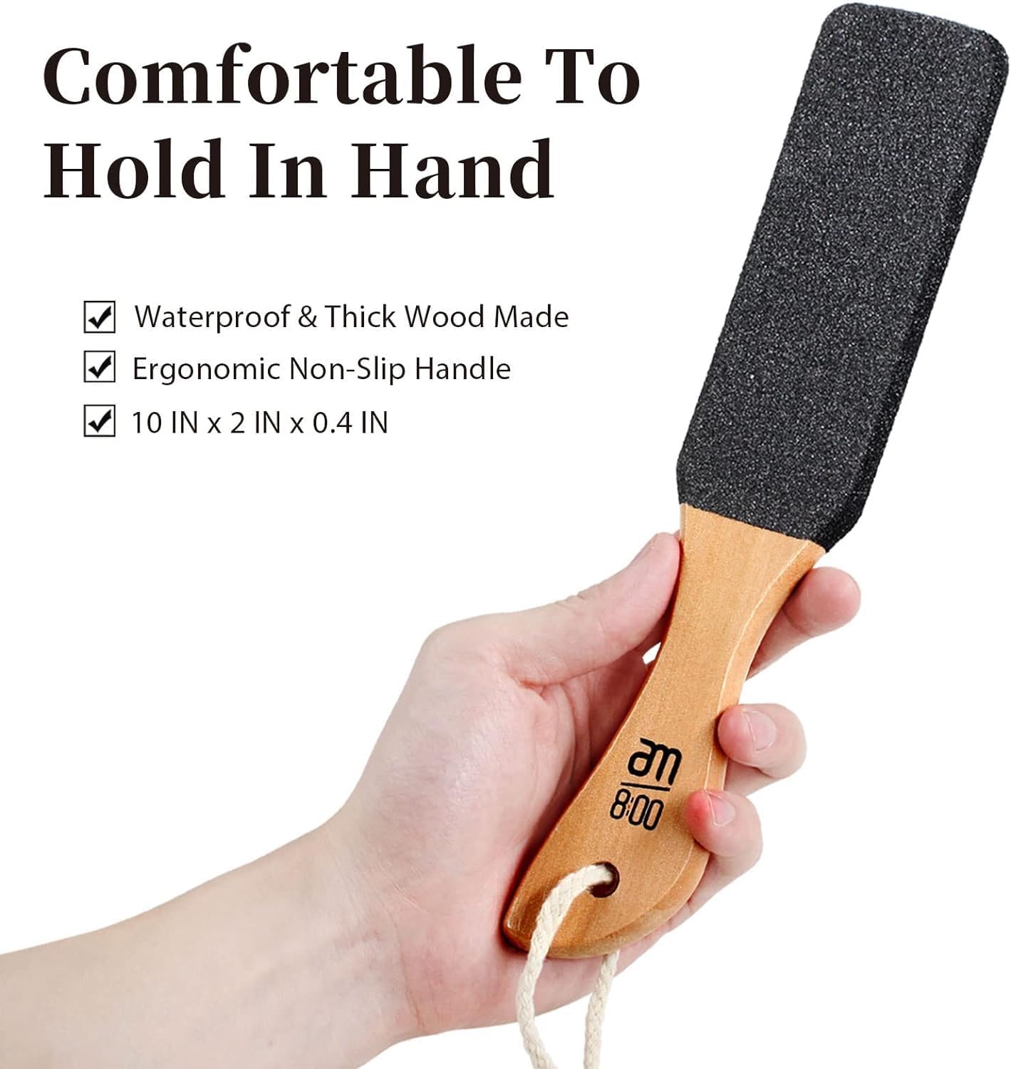 Pumice Stone Foot File (2-Pack), Wooden Handle Foot Scrubber & Callus Remover for Dry, Rough Skin and Corns Pedicure