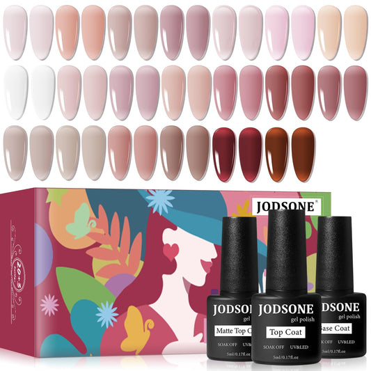 JODSONE 23PCS Gel Nail Polish Set 20 translucent Jelly Color Natural and Elegant Long Lasting Suitable for Home and Salon | alldaygood beauty