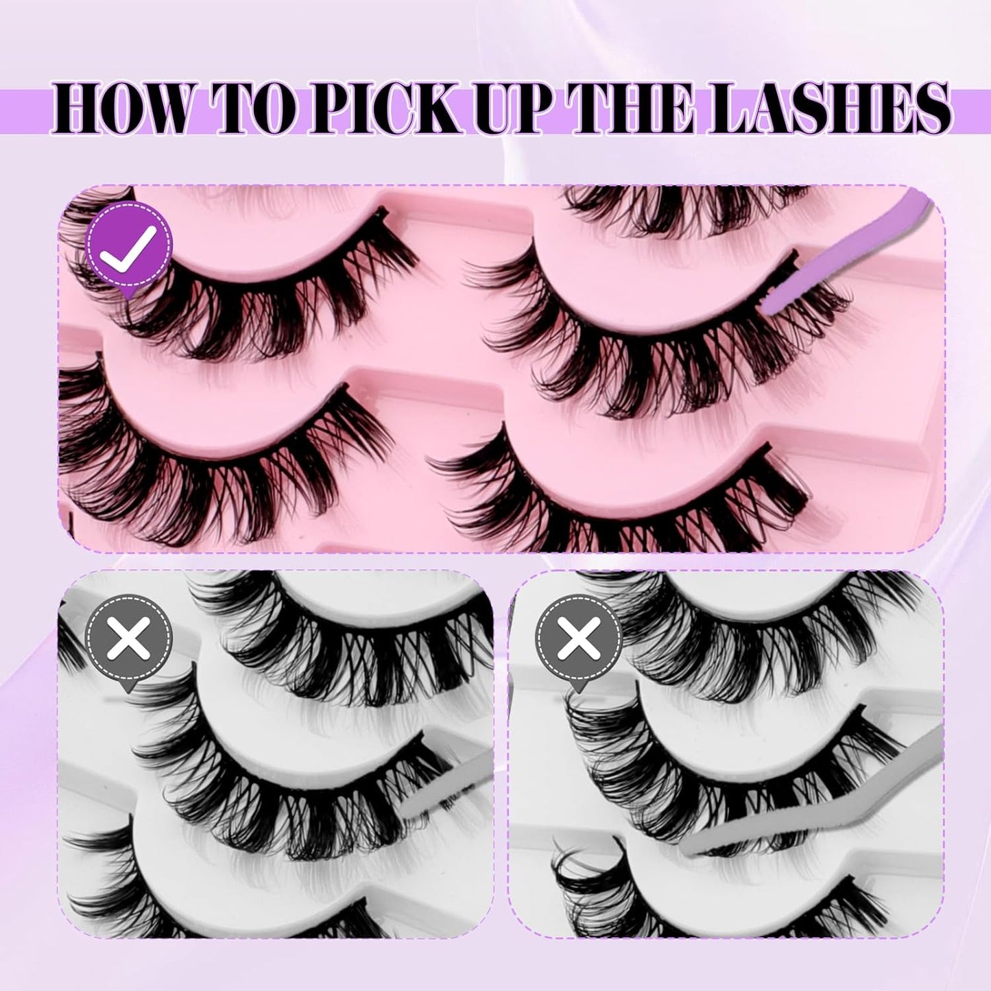 Strip Lash with Glue for DIY Lash-users: 10 Pairs, DIY, Natural Look, Fluffy, Manga, Wispy, Waterproof, Anime, Cat Eye, D Curl, DH06-02