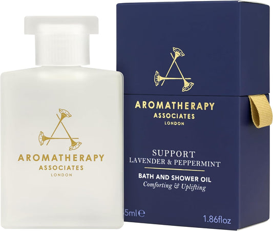 Aromatherapy Associates Support Equilibrium Bath and Shower Oil – Hydrating Oil with 3 Essential Oils to Uplift Mind, Body, and Spirit (1.86 oz)