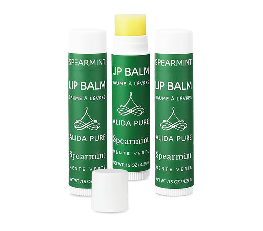 Spearmint Lip Balm Collection, Vegan Set, Beeswax Free, with Organic Jojoba and Avocado Oil, Vitamin E, Natural Moisturizer for Dry, Chapped Lips, 3 Tube Set