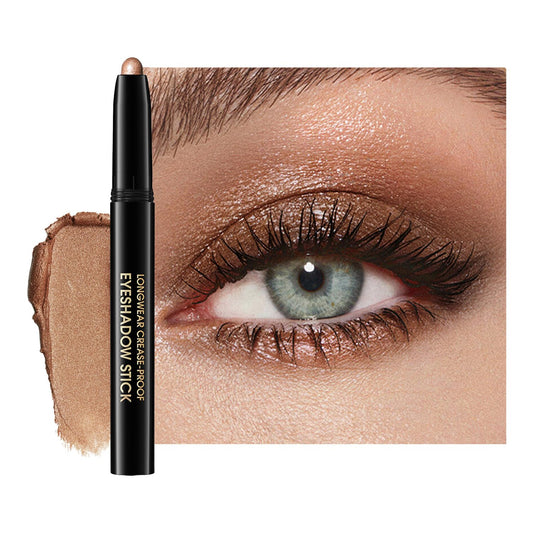 Eyeshadow Stick, Shimmer and Matte Cream Eye Shadow Brightener Sticks Eyeliner Pencil Crayon, Waterproof Long Lasting Eye Highlighter Stick Makeup,0.056 Oz(#1-Caramel) | alldaygood beauty